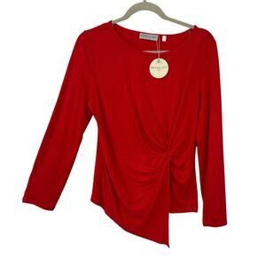 Patrizia Luca Twist Front Top Large Red Long Sleeve Round Neck Lagenlook NEW